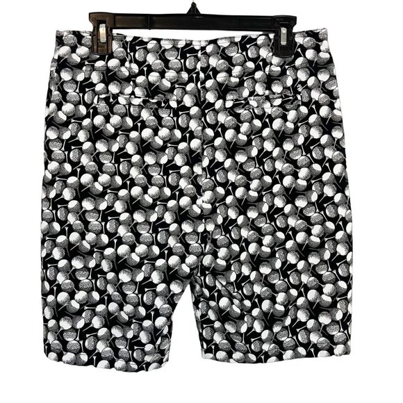 Izod Golf Novelty Print Bermuda Shorts Pockets Black & White - Womens Size 10 - Picture 2 of 5